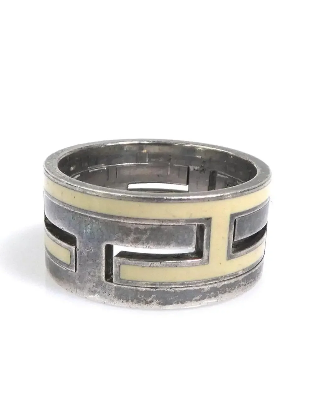 Auth Hermes Move H Ring Cream/Silver #303018H16B